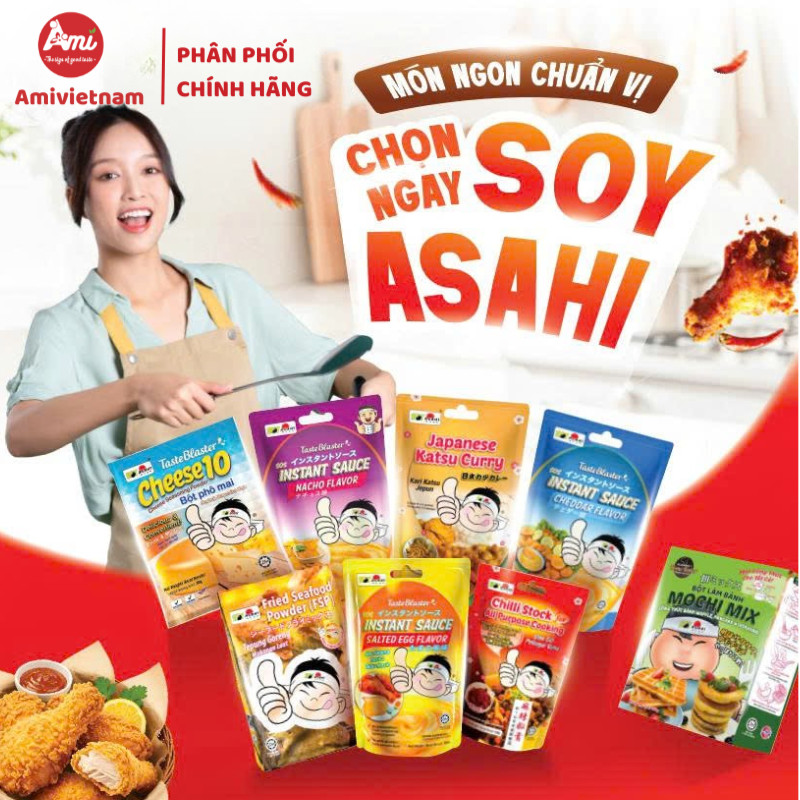 Bột pha sốt phô mai ăn liền Cheddar - Soy Asahi- Sốt chấm, Trộn salad, Ăn vặt- Gói 100g