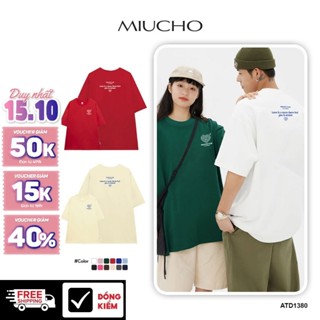 Áo thun cặp đôi couple trái tim from rộng ATD1380 Miucho vải cotton thoáng mát cổ tròn in mix