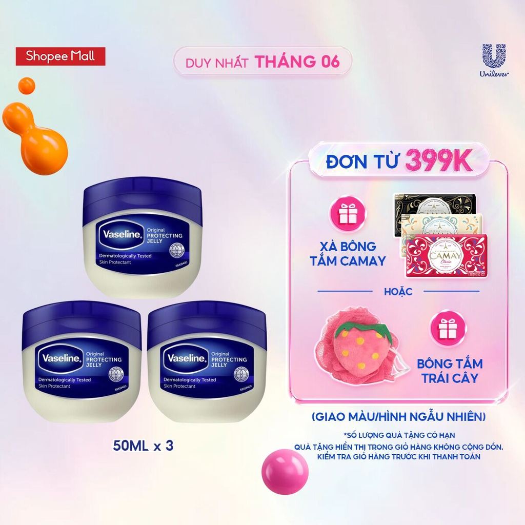 Combo 3 sáp dưỡng ẩm Vaseline 50ml (42gx3)