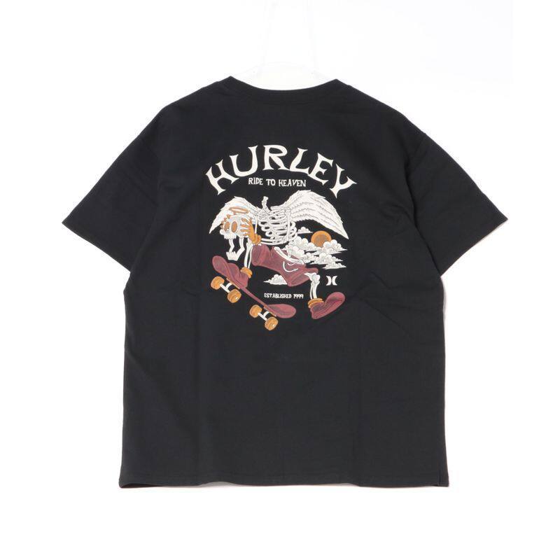 Hurley Áo Thun Unisex Họa Tiết Đầu Lâu, Oversize Cotton Cao Cấp Tay Ngắn