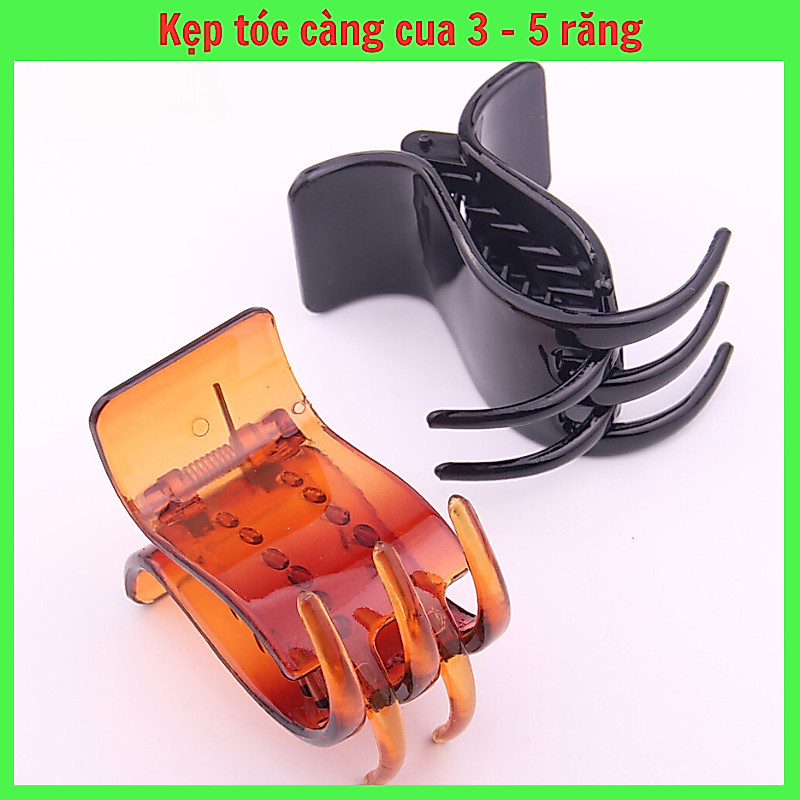 Kẹp Tóc 1K, Kẹp Tóc Càng Cua 3 - 5 Răng Loại Đen Bóng, Vàng Hổ Phách, Kẹp Tóc Giá Sỉ