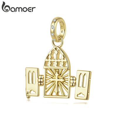 Bamoer Charms Mặt dây chuyền Phụ kiện nhà thờ có thể mở Vòng tay DIY dành cho nữ Quà tặng