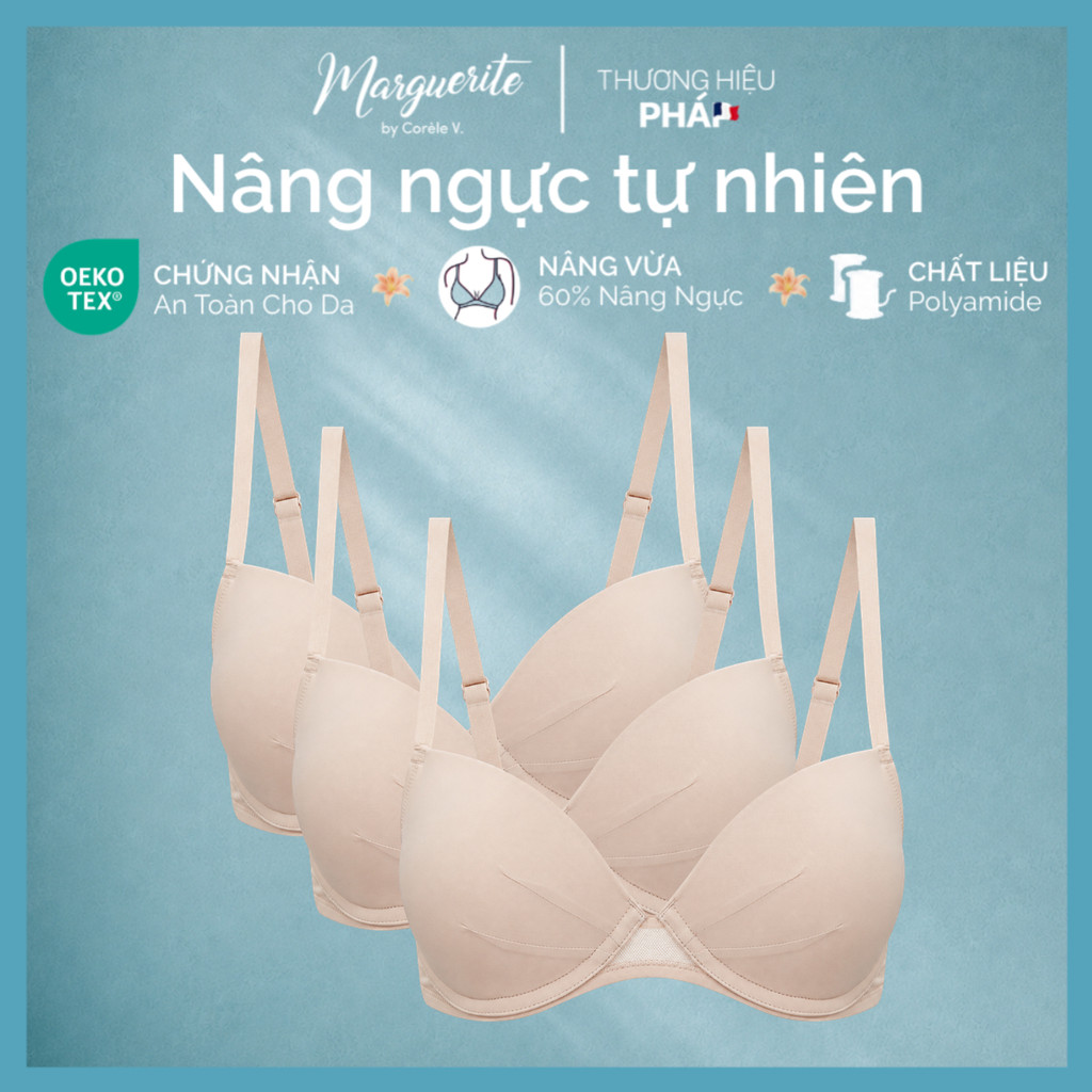 [BẢN CẢI TIẾN] COMBO 3 áo lót nữ nâng vừa mút 2cm lưng phối lưới power-mesh không gọng, chuẩn OEKO-T