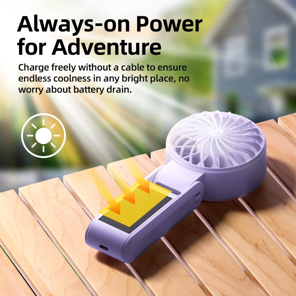 Quạt Goojodoq 4000mAh tốc độ cao Năng lượng mặt trời Quạt cầm tay Turbo100 Gear Wind có thể gập lại | BigBuy360 - bigbuy360.vn