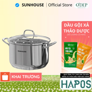 Nồi Inox 3 đáy Sunhouse SHG301 - 16/20/24/28cm - Dùng cho mọi loại bếp - Đáy 3 lớp - Hàng chính hãng - HAPOS HEL