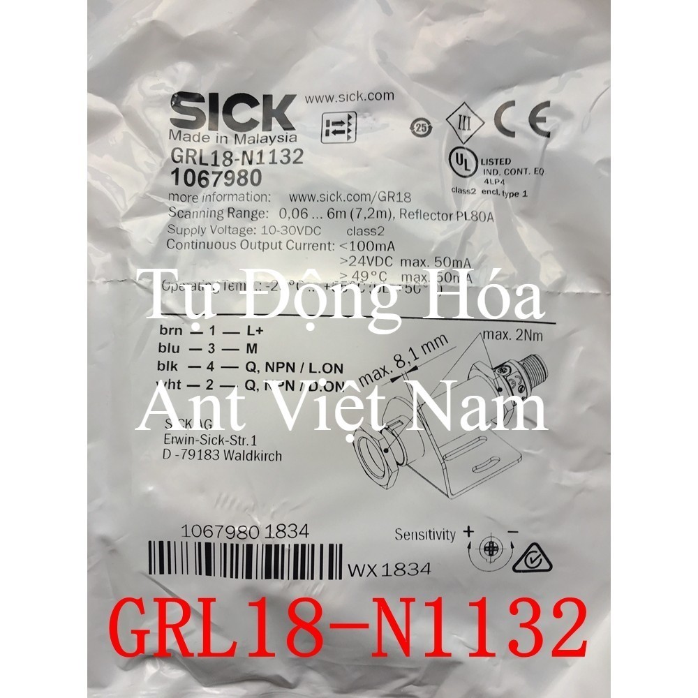 Công Tắc Quang Điện Phản Xạ Gương SICK GRL18-N1132 GRL18S-N1331 GRL18-P1132