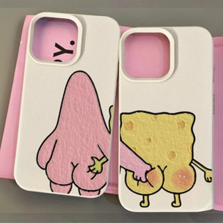  Ốp Lưng iPhone Cặp Đôi SpongeBob Hoạ Tiết Da Chống Sốc Bảo Vệ Camera - Cho iP X Xs Xr 11 12 13 14 15 16 Pro Max 