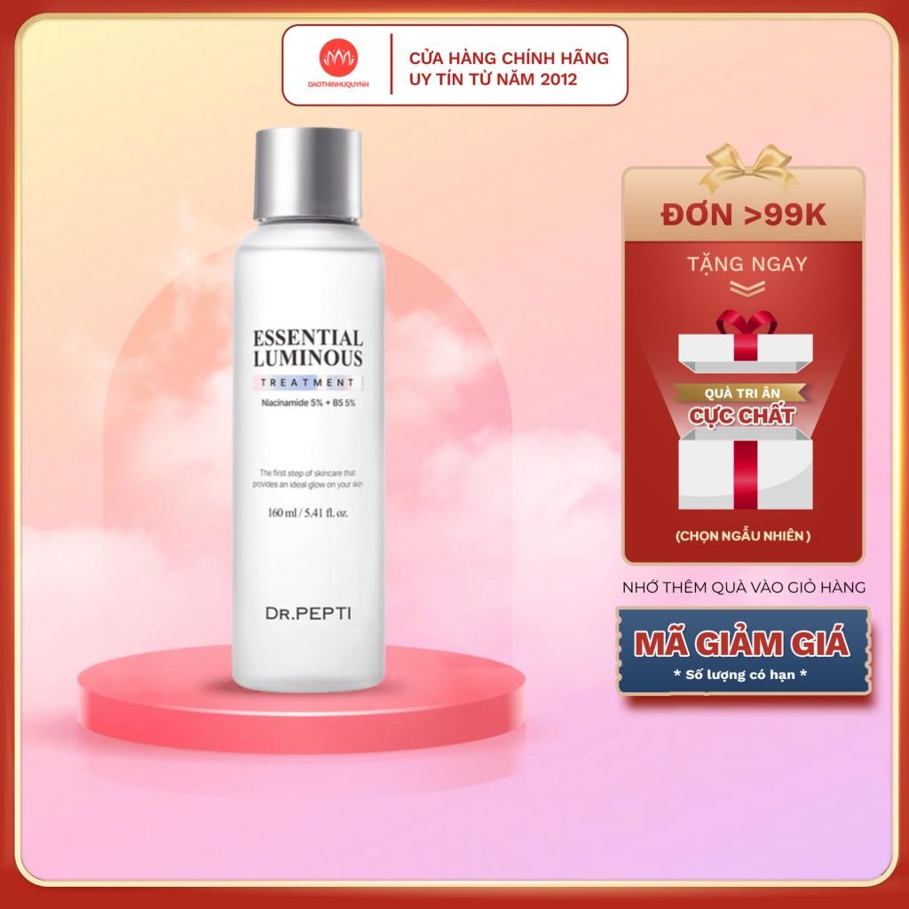[DATE T3/2026] Nước thần cấp ẩm, dưỡng sáng da Dr.Pepti Essential Luminous Treatment 160ml drpepti