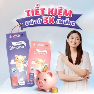   GIẢM THẲNG GIÁ - KHÔNG QUÀ  Tã Bỉm BIMANA HÀN QUỐC Dán Quần Đủ Size S56 M48 L46 M44 L42 XL40 