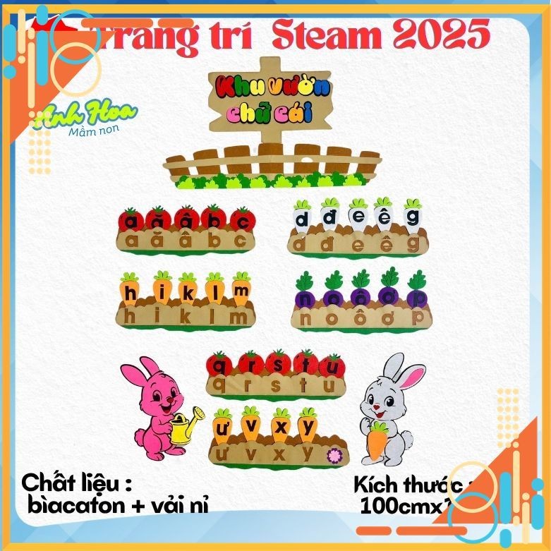 Khu vườn chữ cái, bé học chữ mầm non,Tranh góc Steam , Steam mầm non , Tranh góc , góc stream mầm no