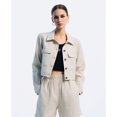 GIGI - Áo khoác sơ mi tay dài phom croptop trẻ trung_G1603O241604-01