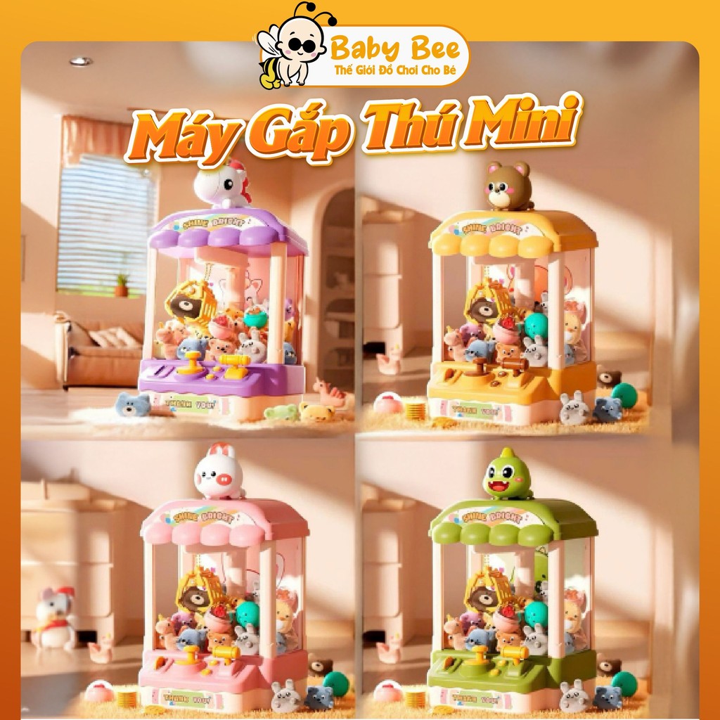 Đồ Chơi Máy Gắp Thú Bông Mini, Máy Gắp Thú Mini Đa Dạng Mẫu Mã, Sẵn Nhiều Thú Bông, Có nhạc - BabyBe