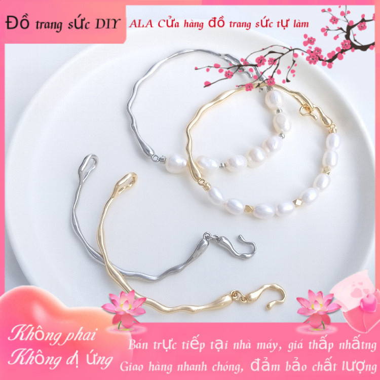 💕Trang Sức DIY Phụ Kiện💕Vòng tay lava mạ vàng 14K không đều màu, kèm dây ngọc trai - Phụ kiện DIY ha