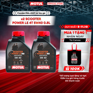 Combo 2 Dầu nhớt xe tay ga Motul Scooter Power LE 4T 5W40 0.8L