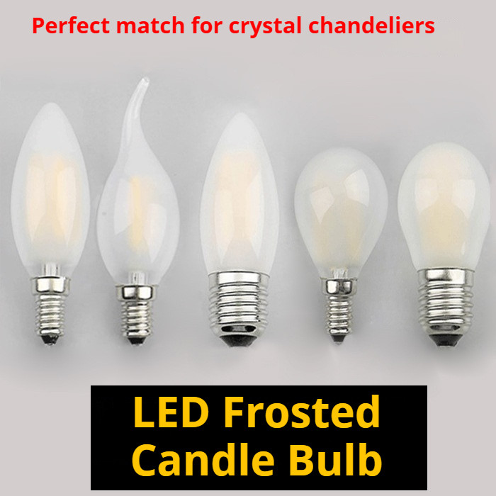 [220V] Đèn Dây Tóc LED Mờ E14 Kéo Đuôi Đầu Bóng Đèn Pha Lê Đèn Chùm Nguồn Sáng Thủy Tinh C35 Bóng Đè