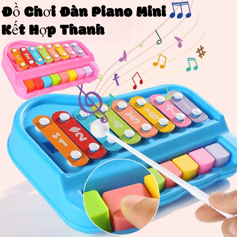 Đồ Chơi Đàn Piano Mini Kết Hợp Thanh,Gõ Dạy Bé Nhận Biết Âm Thanh,Màu Sắc Chất Liệu Nhựa ABS,3 Thẻ N