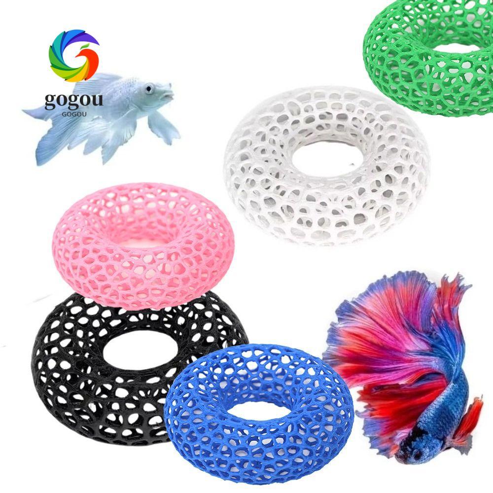 GOGOU Cá Tôm Ẩn Hang, In Cấu trúc xốp Nơi trú ẩn cá cảnh, Rỗng Tròn Vật neo Prin Tôm Nơi trú ẩn Hang