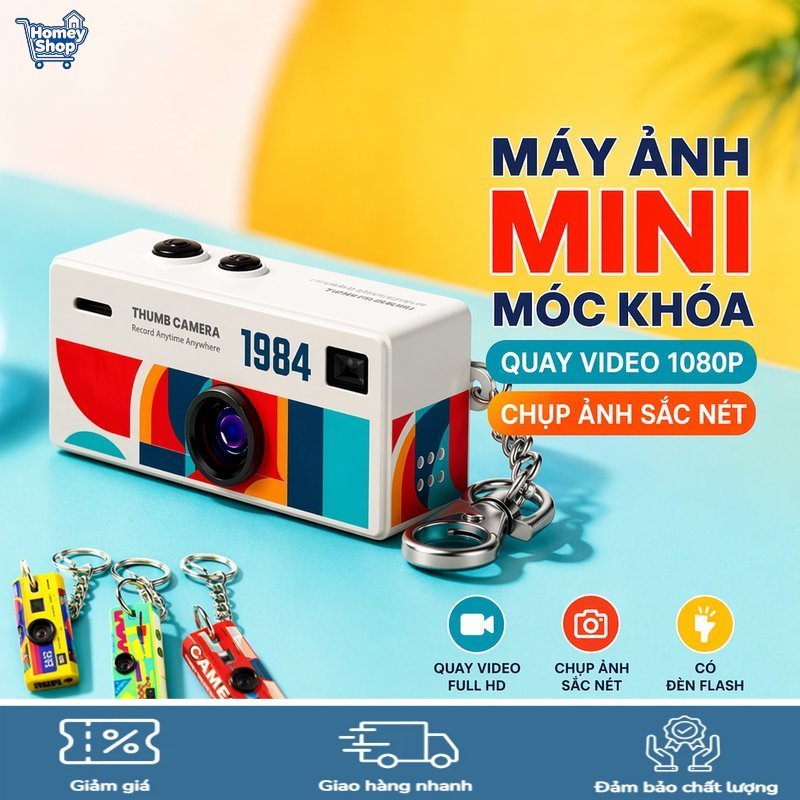Máy ảnh mini móc khóa,camera ngón tay, quay phim 1080p, đèn flash, góc rộng, quà tặng-HomeyShop
