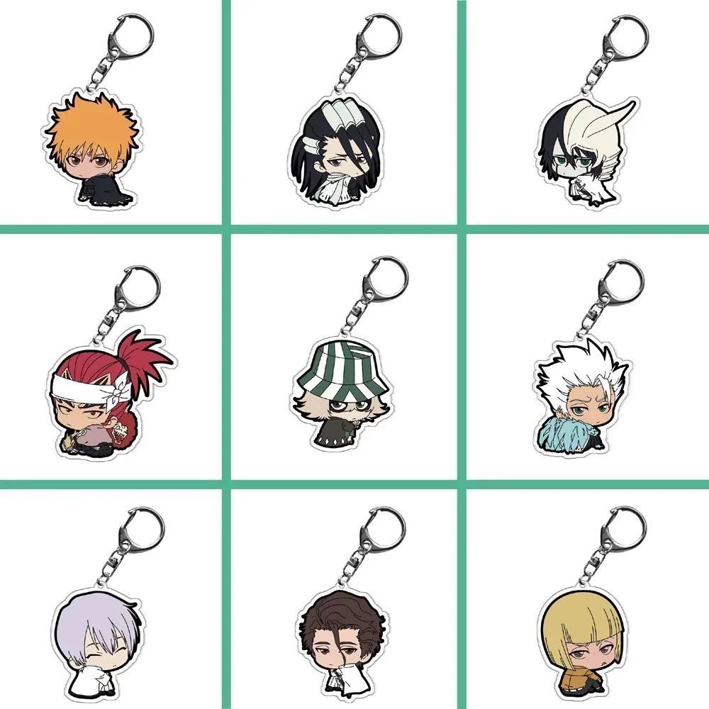 Bleach Kurosaki Ichigo Kuchiki Anime Móc khóa Rukia Hoạt hình Figures Acrylic Bag Tag Baji Trendy