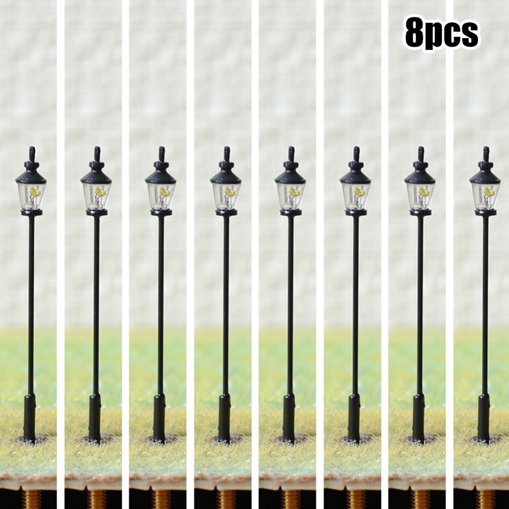 [DOLLDOLL-VN]Railroad Light Model DC LED Path Lamp Post Platform Street Lamp 8pcs/Set
