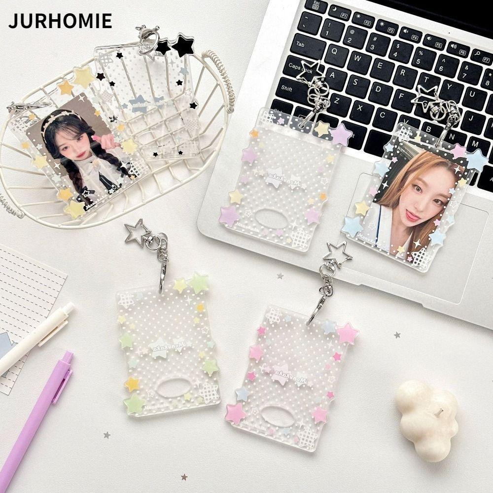 JURHOMIE Idol Photo Holder, Shining Stars Acrylic Kpop Photo Card Holder Móc khóa, Kawaii 3 Inch Di 