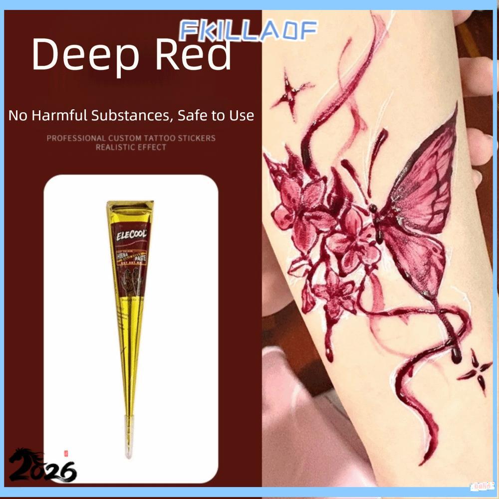 Kem xăm hình FKIL Henna, Màu đen tạm thời Henna Paste Cone, Kem xăm Henna Dễ sử dụng Bán vĩnh viễn M