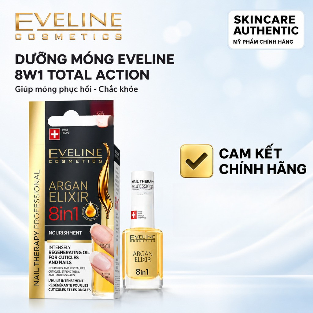 Sơn Dưỡng Móng Eveline 8w1 Total Action 12ml
