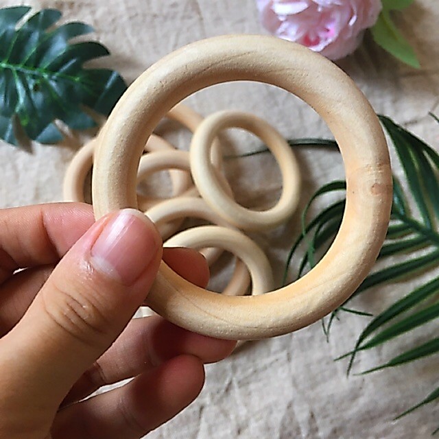 Lục lạc gỗ, khoen gỗ tròn 7cm