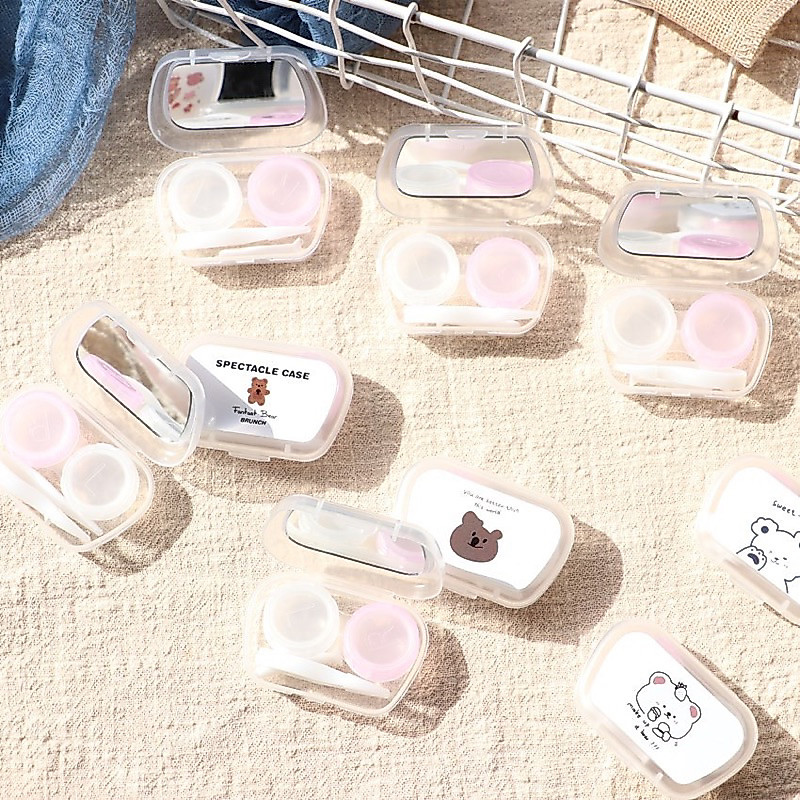 BEAR LENS Khay Gương Kèm Dụng Cụ Đeo Lens Tiện Lợi