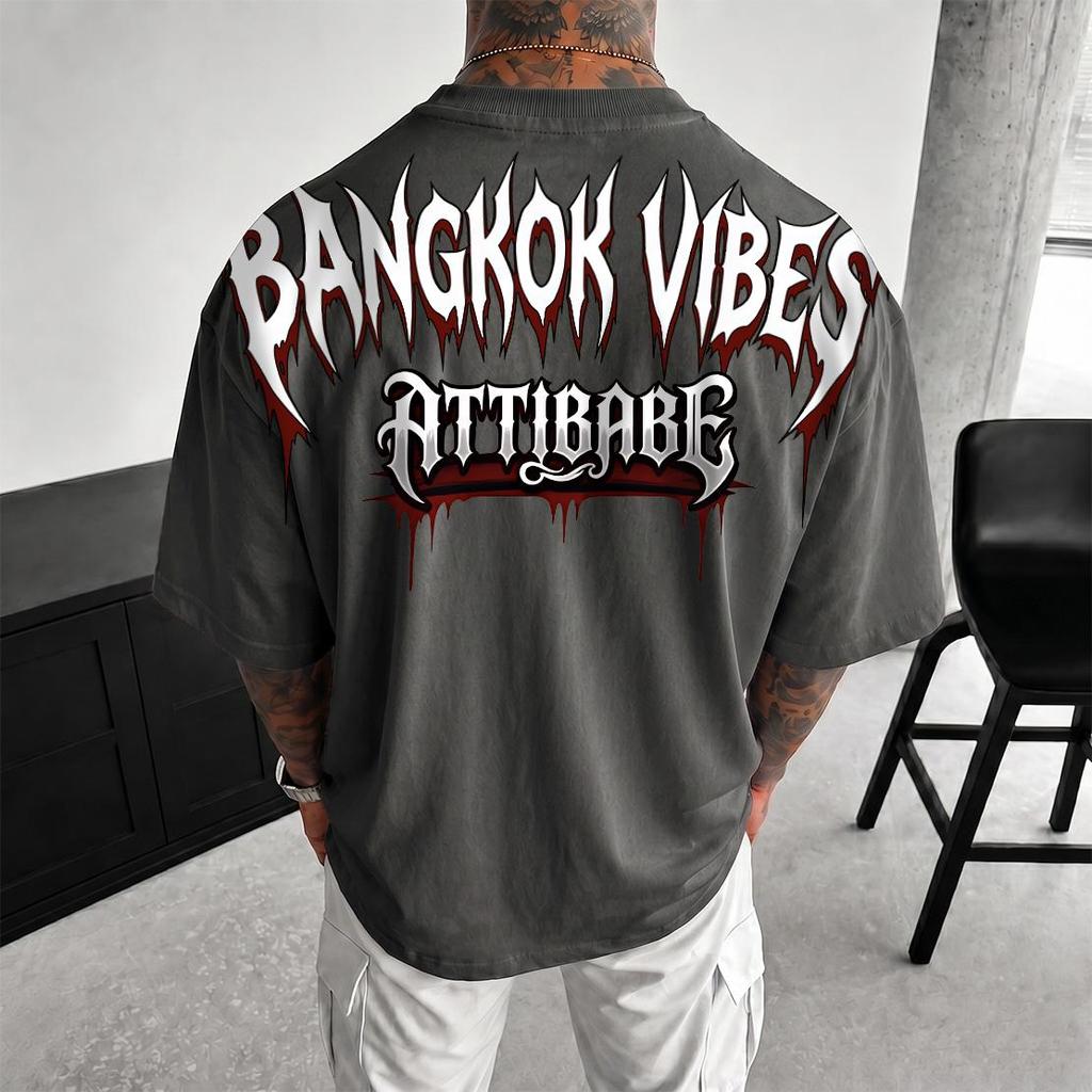 UT shop Áo Thun Cotton 1 BANGKOK VIBES Phong Cách Oversize Cổ Tròn Tay Ngắn Vải Mềm Mại Và Thoải Mái
