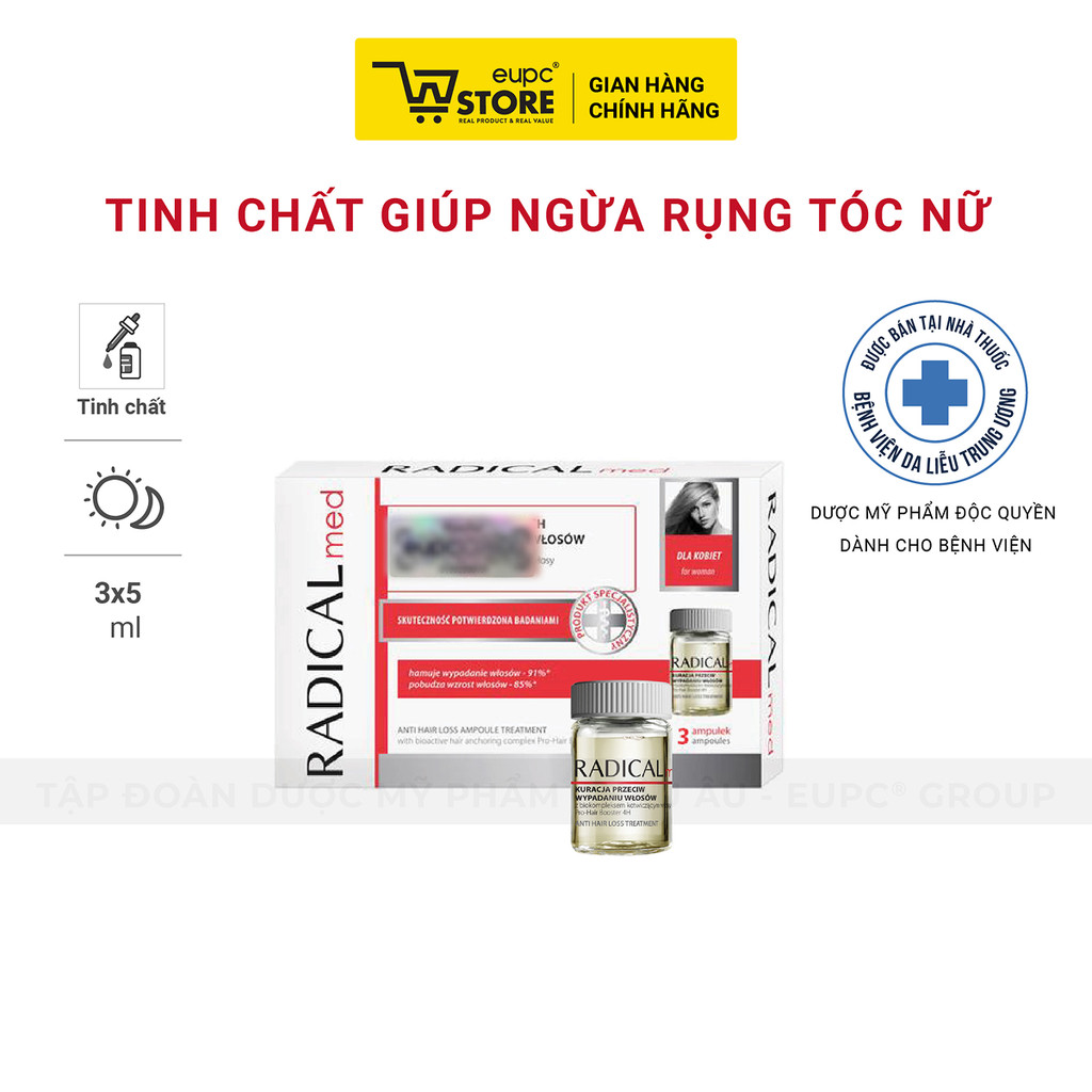 Tinh Chất Giúp Giảm Rụng Tóc Nữ Radical Med 3x5ml Dưỡng Ẩm, Cung Cấp Dưỡng Chất Cho Da Đầu EUPC STOR