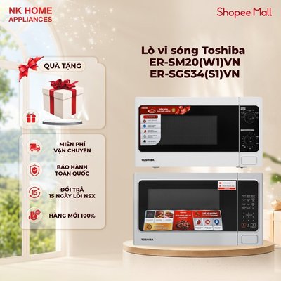 Lò vi sóng Toshiba ER-SM20(W1)VN/ ER-SGS34(S1)VN, Khoang Có Đèn - Bảo Hành Chính Hãng 12 Tháng