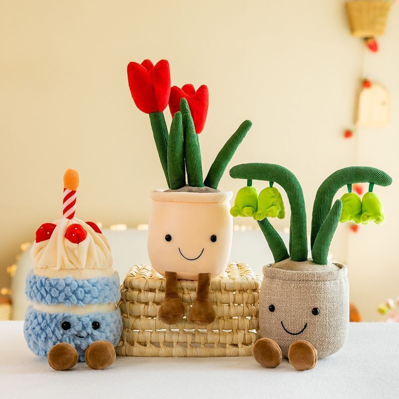 TQ~Cute flower plush toy, potted plant doll, desktop ornament, decoration, birthday gift for girls, 