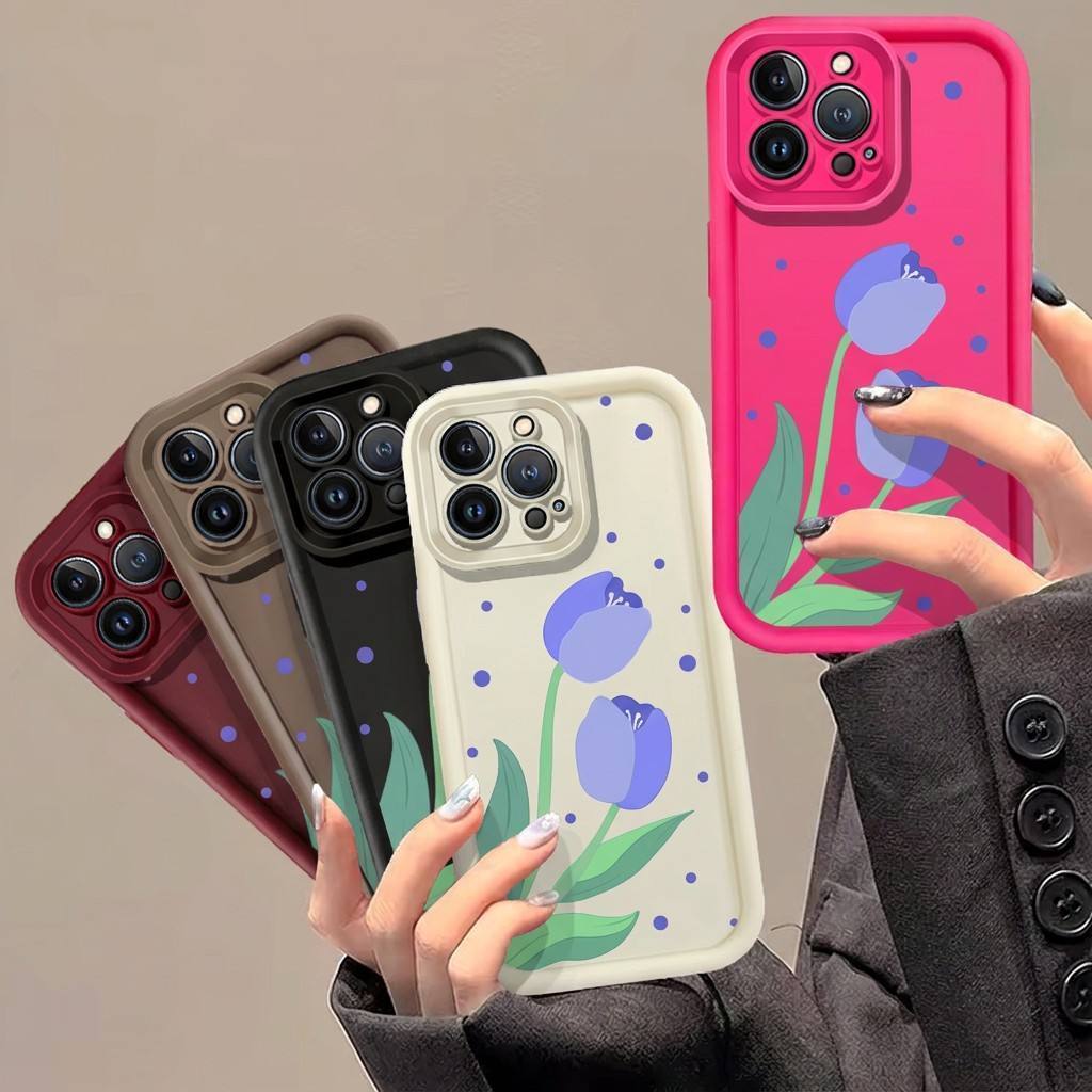Ốp Lưng Hoa Tulip Tím Thẩm Mỹ Xu Hướng Cho OPPO A3 Pro A80 A3X A3 A60 A38 A18 A57 A77 4G A57S A77S A