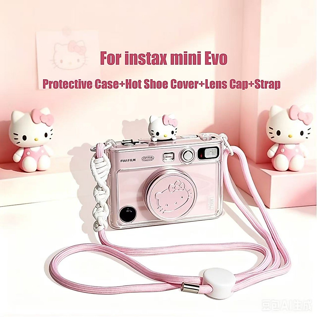 Bộ Bảo Vệ Camera Hello Kitty Dễ Thương Cho Fujifilm Instax Mini Evo Trong Suốt Vỏ Bảo Vệ Nắp Ống Kín