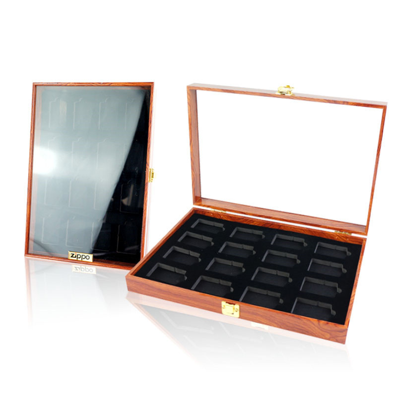 Hộp lưu trữ bật lửa Zippo Vị trí 16 Camera Zippo Hộp sưu tập màn hình chống bụi giả gỗ lụa Willow Sk