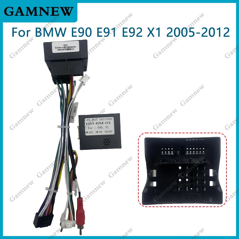 Xe 16pin Dây Dây Bộ Chuyển Đổi Canbus Hộp Android Radio Cáp Nguồn Cho Xe BMW 3 Series E90 E91 E92 X1