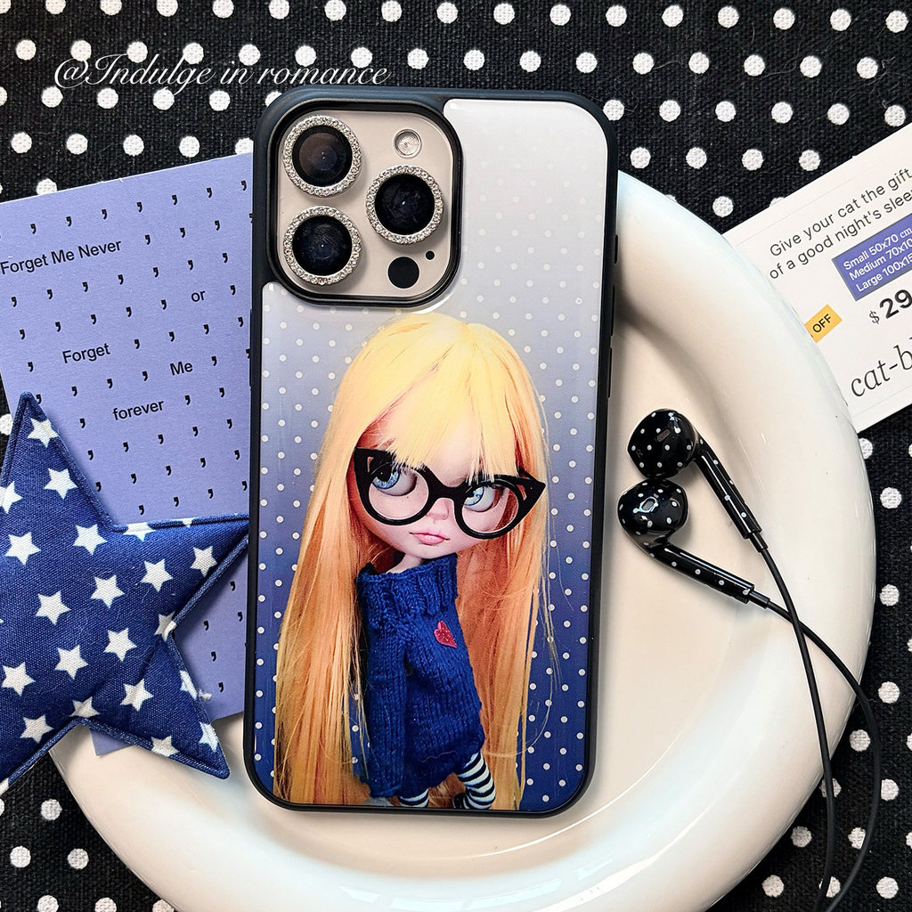 Melancholy Blue Wave Nhỏ Ragdoll blythe Retro Chấm Bi iPhone17promax Epoxy Bao Gồm Tất Cả iphone1716