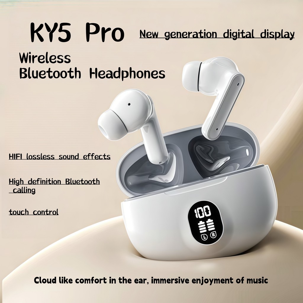 Tai nghe không dây Bluetooth trong tai KY5 Pro, gọi thoại rõ ràng, cảm ứng vân tay tai kép