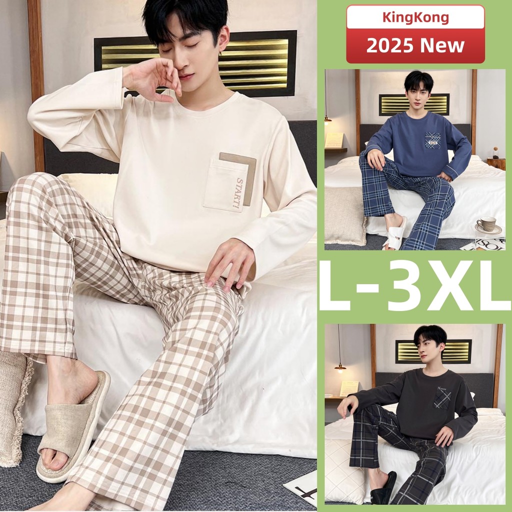Bộ Đồ Ngủ Nam Cotton Dài Tay Phù Hợp Mặc Nhà Mùa Thu Đông