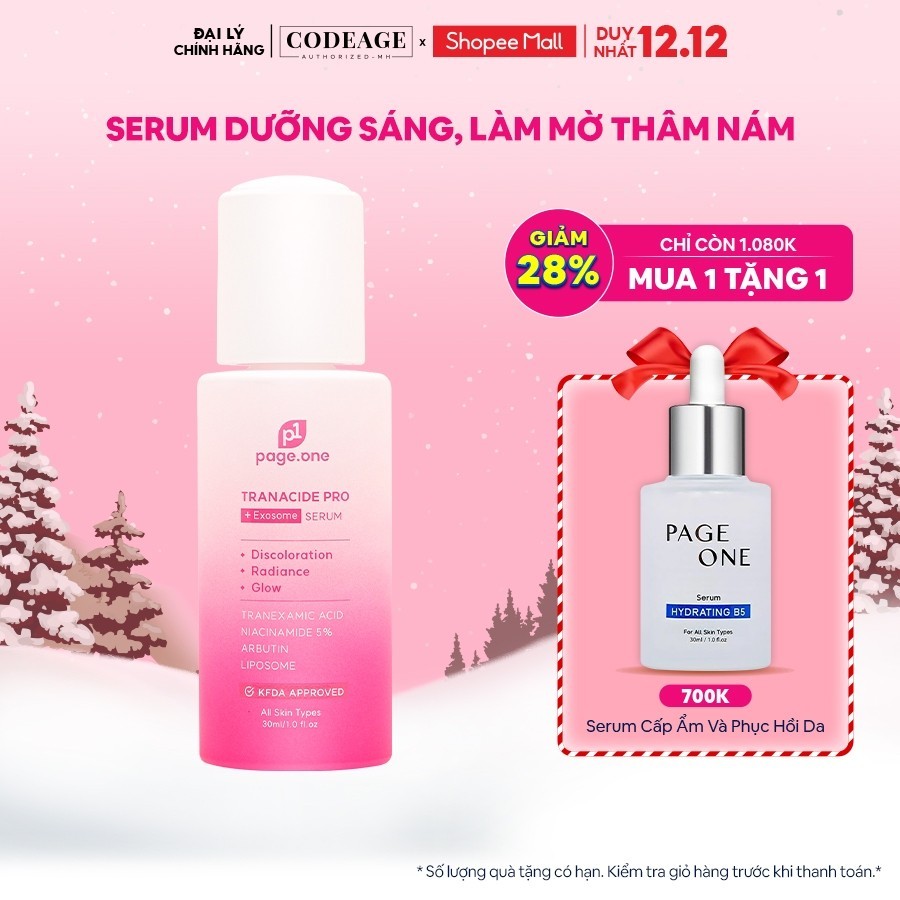 Tinh chất dưỡng sáng da Page One Tranacide Pro + Exosome Serum 30ml