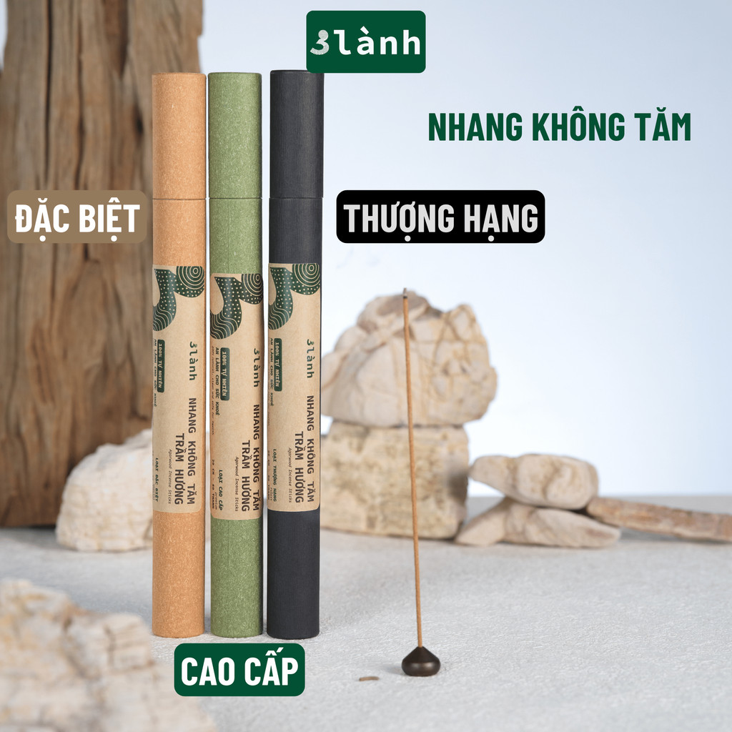 Nhang Không Tăm Trầm Hương 3 Lành Đặc Biệt Cao Cấp Thượng Hạng 30gr Tự Nhiên 100% Ít Khói Yoga Thiền