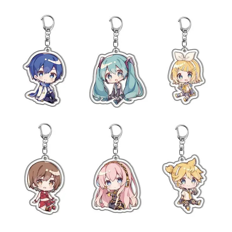 Game Hatsune Miku LAITO MEIKO Kagamine Rin Len Cosplay Cartoon Figure Acrylic Keychain Pendant Key