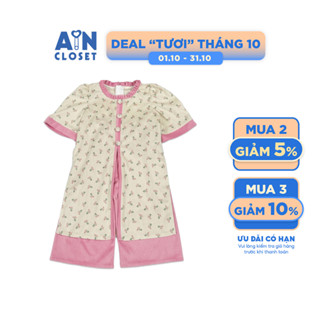 Bộ Áo Dài bé gái họa tiết Hoa Nhí Hồng Cotton Nhung - AICDBGTVKH3L - AIN Closet