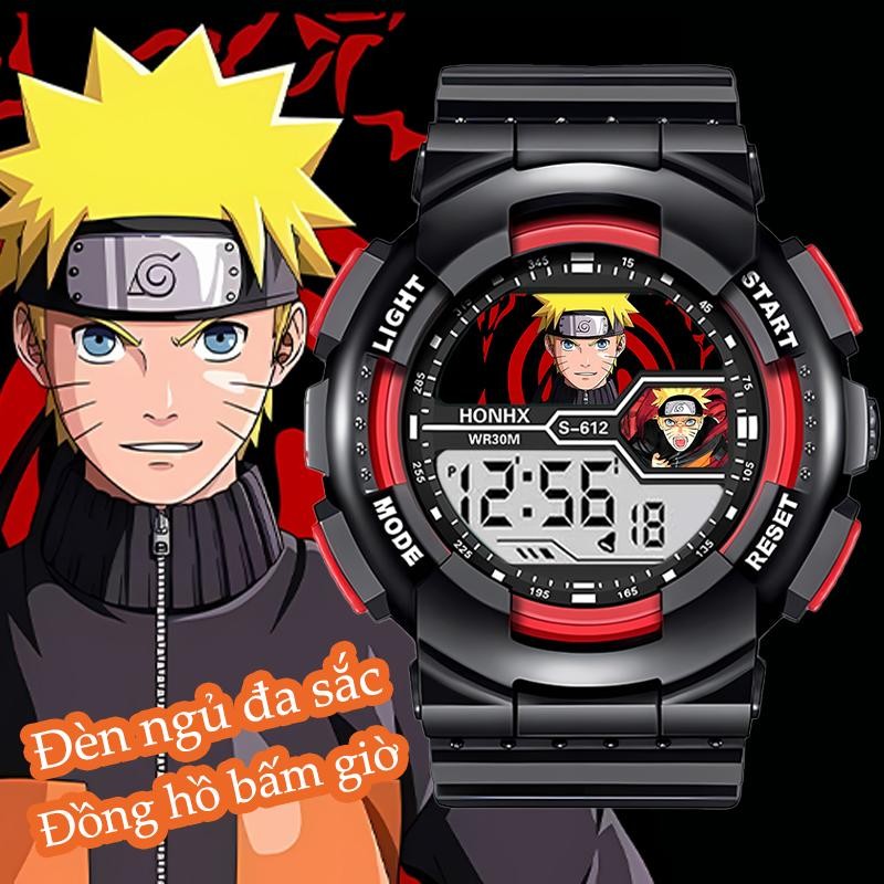Đồng hồ LED chống nước, Anime Uzumaki Naruto, dành cho trẻ em, Đồng hồ điện tử hoạt hình kỹ thuật số, có dây đeo có thể điều chỉnh, phát sáng, cho tầm nhìn ban đêm, Đồng hồ đeo tay kỹ thuật số