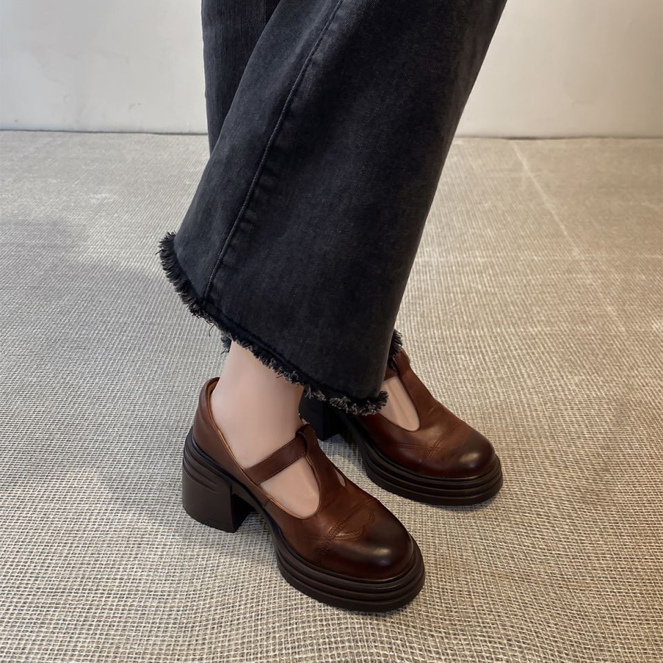 Giày Da Nữ Phong Cách Anh Little London Da PU Bóng Mềm Mũi Tròn Cổ Điển Sang Trọng Đế 3cm MR20 Tiemg