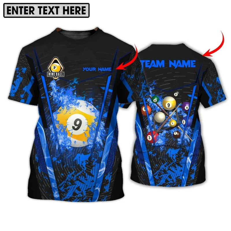 Áo Billiards Nam Tự Tính Tên, Thiết Kế 3D, Tay Ngắn