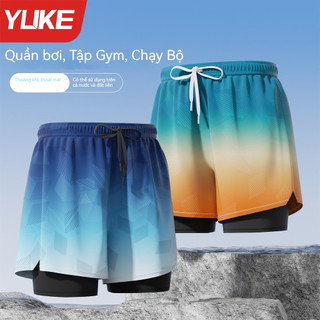 Quần bơi nam 2 lớp BEESWIM , Quần thể thao chống lộ cho bơi lặn, thể thao, chạy bộ