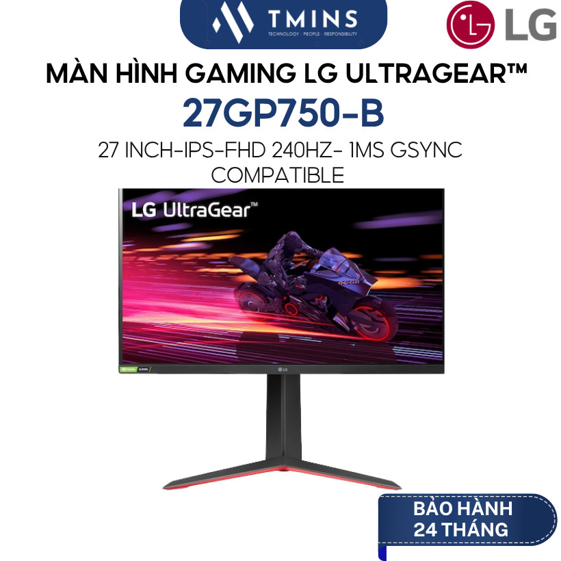 Màn hình Gaming LG UltraGear™ 27GP750-B 27Inch, IPS, FHD, 240Hz, 1ms, Gsync Compatible - Chính hãng