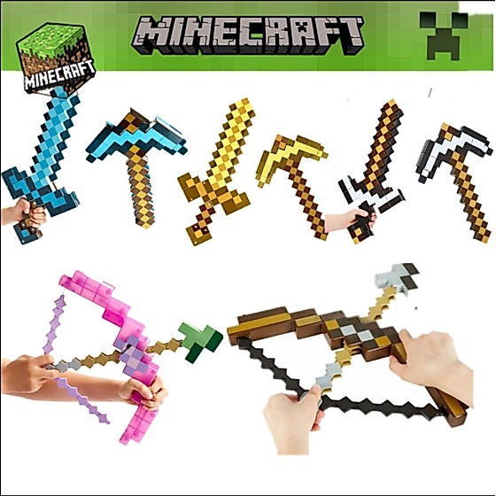 💎💎[Hot Hot] Đồ chơi Minecraft những dụng cụ chính hãng💎Kiếm biến hình minecraft💎Cung tên Minecraft